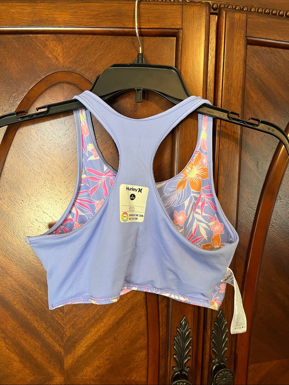 Hurley Girls Lavender Pink and Orange Floral 2 Piece Swim Set - Picture 9 of 12
